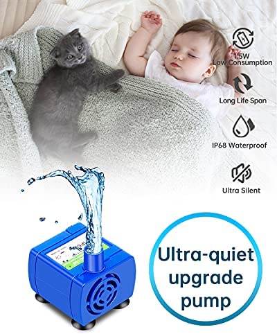 Cat Water Fountain Pump,Pet Fountain Pump Replacement Pump DR-DC160 Motor for 360°Stainless Steel Cat Fountain and Cupcake Ceramic Cat Drinking Fountain(Blue)
