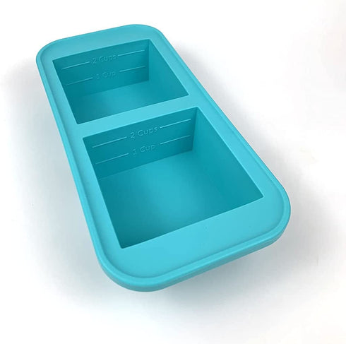 Souper Cubes 2-Cup Freezing Tray, Aqua Color, Pack of 1 with lid