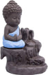 JULAN Incense Burner Backflow Tower Cones Incense Stick Holder Ceramic Porcelain Buddha Waterfall Monk Ash Catcher with 40 Backflow Incense Cones for Home Office Yoga Decor Aromatherapy Ornament