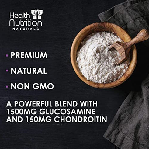 Glucosamine with Chondroitin Sulfate, Turmeric, MSM, Boswellia - Triple Strength Joint Support Supplement - Support for Joint Health and Mobility - Includes Quercetin, Bromelain - 60 Capsules