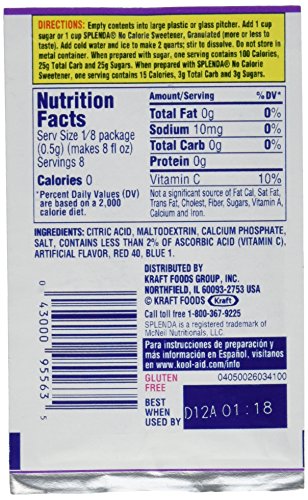Kool-Aid Soft Drink Mix Grape Unsweetened, Caffeine Free - 0.14 Oz, Pack of 12