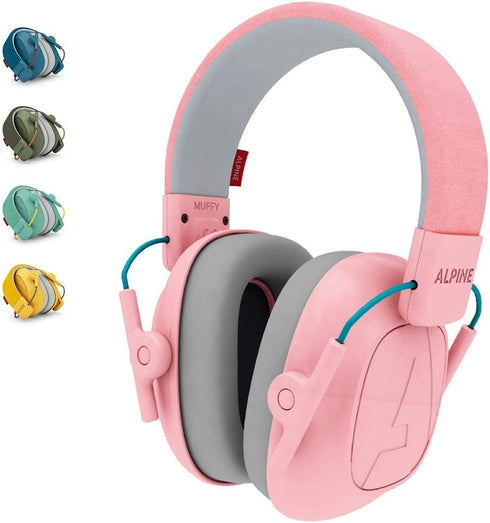 Alpine Muffy Noise Cancelling Headphones for Kids - 25dB Noise Reduction - Earmuffs for Autism - Sensory & Concentration Aid - Pink