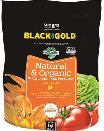 SUNGRO HORTICULTURE Black Gold 1302040 8-Quart All Organic Potting Soil