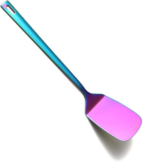 HOMQUEN Rainbow Spatulas, Stainless Steel Solid Turner Titanium Rainbow Plating, Metal Spatulas Turner for Cooking, Rainbow Kitchen Spatulas Barbecue Spatulas, Dishwasher Safe