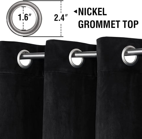 Velvet Curtains for Bedroom-Velvet Curtains 63 Inches Room Darkening Super Soft Luxury Velvet Textured Drapes Thermal Insulated Grommet Panels for Living Room(2 Panels, 52 x 63 Inch, Black)