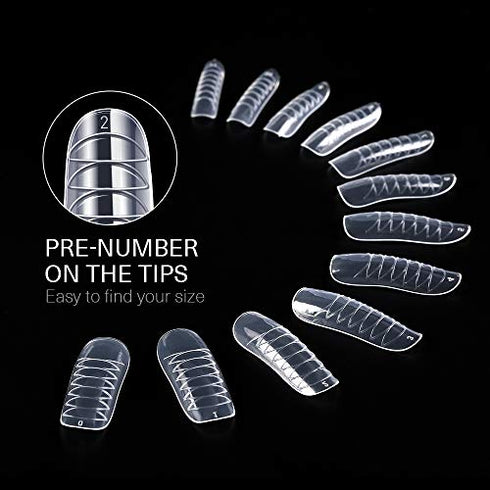 Modelones Poly Extension Gel Dual Nail Forms - Poly Nail Gel Forms 120pcs Clear Nail Extension Tips Set Nails Enhancement Thickening Acrylic False Nails Manicure Tool 12 Sizes Trendy Nail Art Design Salon DIY at Home
