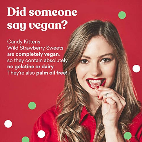 CANDY KITTENS New Flavor Vegan Gummy Candy 4.4oz (Wild Strawberry, 2 Pack)