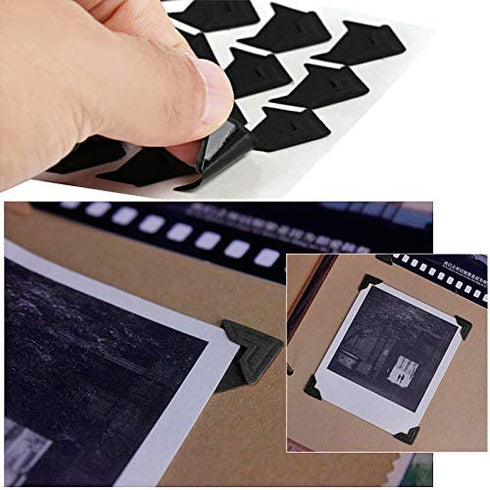 360 Pieces Self Adhesive Photo Corners, Naler 15 Sheets Photo Mounting Corners for Scrapbook, Picture Album, Journal, Black