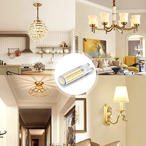 KLG G9 LED Dimmable Bulbs 6W, 40W 60W Halogen G9 Bulbs Equivalent, G9 LED Bulbs Soft White 3000K, AC120V 540lm, G9 Looped Base, Pack of 5