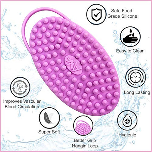 Avilana Exfoliating Silicone Body Scrubber Easy to Clean, Lathers Well, Long Lasting, And More Hygienic Than Traditional Loofah (Blue)