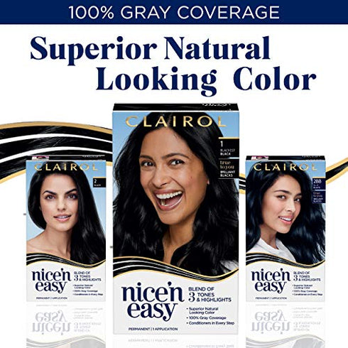 Clairol Nice'n Easy Permanent Hair Dye, 1BB deepest blue black Hair Color, Pack of 1