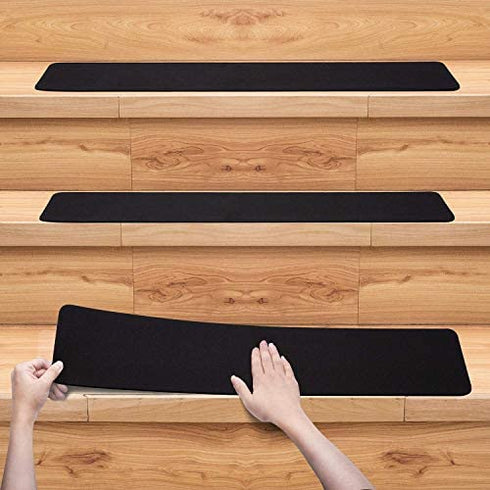 3 Pack Large 6 Inch x 24 Inch Non Slip Stair Treads Black High Traction Adhesive Pre-Cut Safety Tape/Tread Prevents Slips and Falls Outdoor