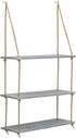 Sorbus Wood Hanging Shelf 3-Tier Rustic Wood Swing Storage Shelves Jute Rope Organizer Rack, Floating Display Shelves (Grey)