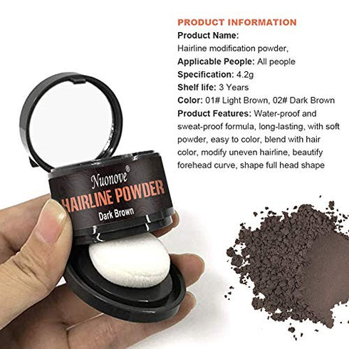 Hairline Powder Hair Line Powder Hair Shadow Touch Up Hair Powder ?Light Brown + Dark Brown? Quick Cover Grey Hair Root Concealer with Puff Touch, Root Cover Up for Thinning Hair, Waterproof, Non-sticky, 2pc