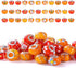 AIPRIDY 50Pcs 15x11mm Murano Large Hole Glass Beads with Silver Brass Cores European Beads for Jewelry Making (Orange)