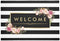 Classy Black White Stripes Beautiful Floral Indoor Doormat Entrance Decor Mat Rugs Welcome Door Mat23.6 x15.7inch