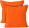 Encasa Homes Throw Pillow Cover 2pc Set - Orange - 20 x 20 inch Solid Dyed Cotton Canvas Square Accent Decorative Cushion Case for Couch Sofa Chair Bed & Home, Only Covers