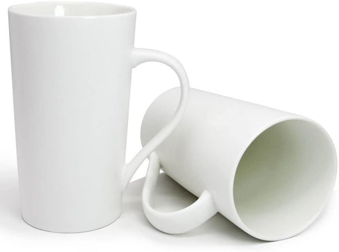 Momugs 20 OZ Simple Pure White Mug (Set of 2) Plain Large Tall White Ceramic Milk Tea Coffee Mug with Handle as A Gift for Dad Mom Friends, 2pcs