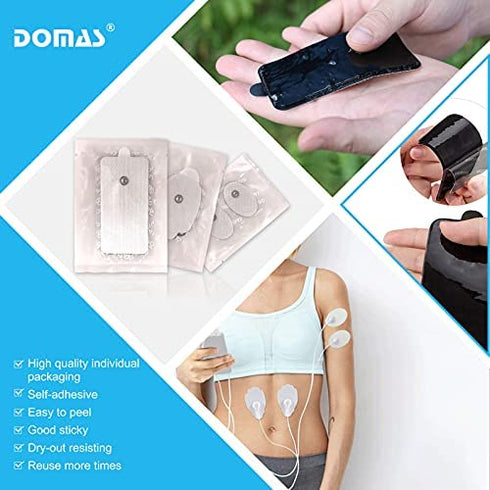 DOMAS 28 Pcs TENS Unit Replacement Pads Premium Reusable Electrode Pads?Snap On 3.5MM),Self Adhesive Electro Therapy Patches for Electrical Stimulation,Non Irritating Stim Pads Design