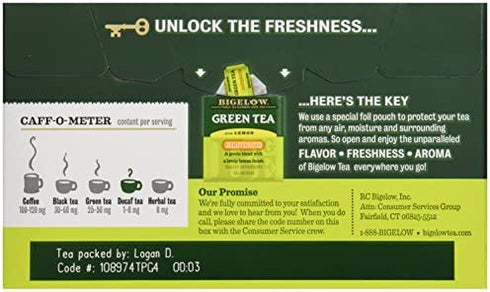 Bigelow Tea Green Tea with Lemon, Decaf, 20 ct