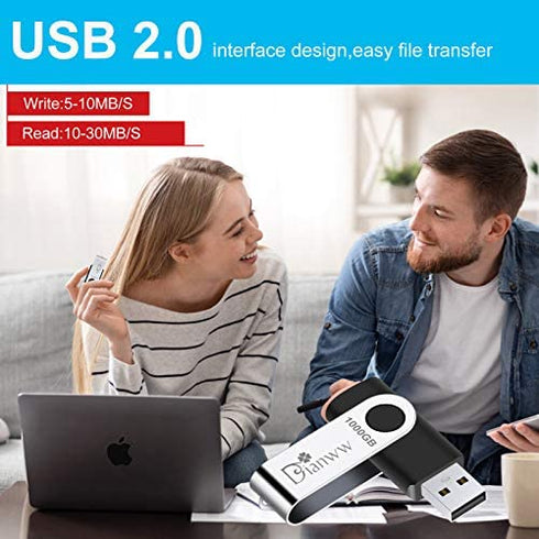 USB Flash Drive 1000gb, 2.0 USB Thumb Drives Dianww for Computer/Laptop, External Data Storage Drive with Rotated Design, Memory Stick, Jump Drive Storage for Storing Photo/Video/Music/File (Black)