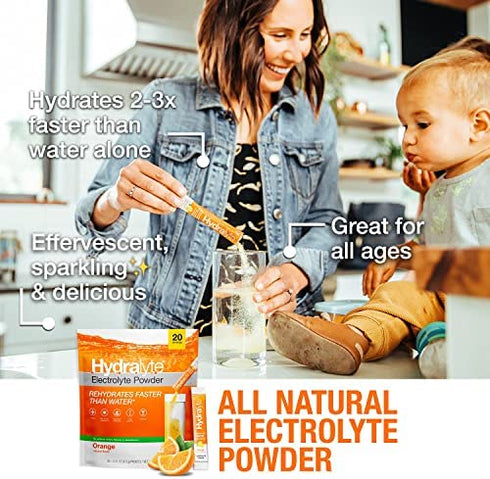 Hydralyte Low Sugar Rapid Rehydration - Lightly Sparkling Electrolyte Powder Packets, 8 oz Serve | Orange Hydration Packets | Hydration for Heat, Travel, Exercise and Bachelorette Parties (12 Count)