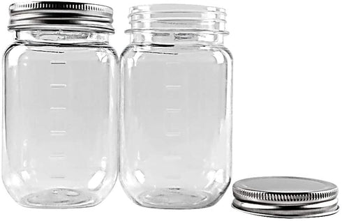novelinks 16 Ounce Clear Plastic Jars Containers With Screw On Lids - Refillable Round Empty Plastic Slime Storage Containers for Kitchen & Household Storage - BPA Free (10 Pack)