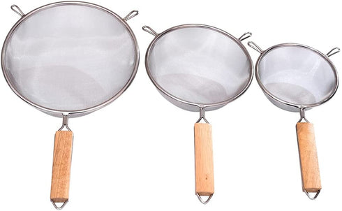 NaDale Set of 3 Stainless Steel Fine Mesh Strainers 4.92"?6.3"?7.87" Strainer Wire Sieve Sifter for Kitchen Tools Gadgets