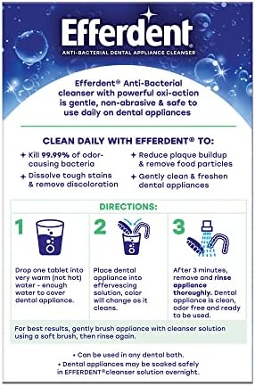 Efferdent Retainer & Denture Cleaner Tablets, Minty Fresh & Clean, 126 Count