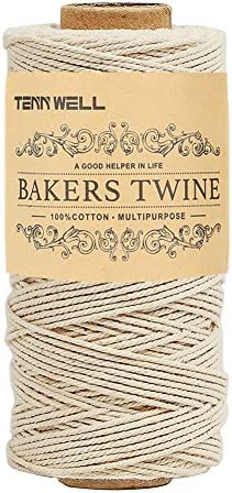 Tenn Well Bakers Twine, 328 Feet 3Ply Cotton Kitchen Twine Food Safe Cooking String for Tying Meat, Trussing Chickens, Making Sausage and More