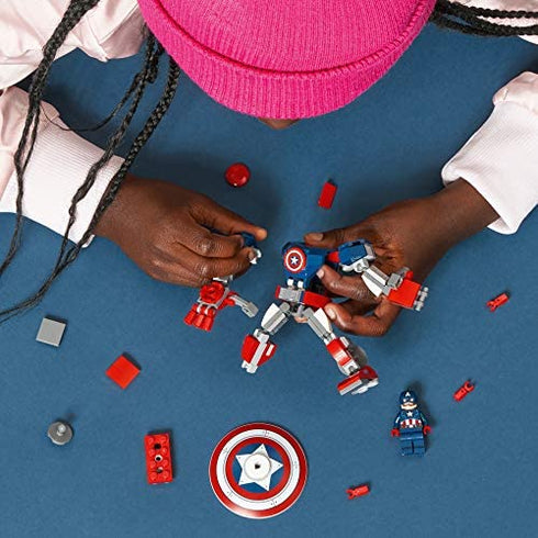 LEGO Marvel Avengers Classic Captain America Mech Armor 76168 Collectible Captain America Shield Building Toy, New 2021 (121 Pieces)