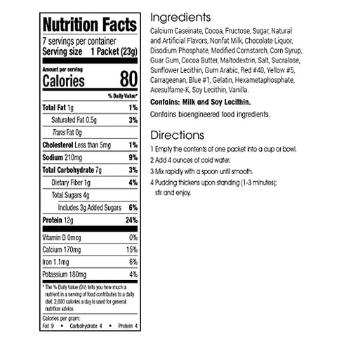 WonderSlim Protein Pudding, Chocolate Chip Marshmallows - 80 Calories, 12g Protein (7ct)