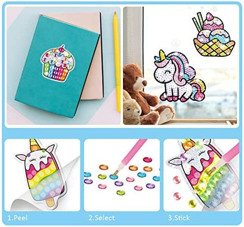 Giant Gem Diamond Painting Kit Arts and Crafts for Kids Ages 8-12 Make Your Own Diamond Art Kit Stickers and Suncatchers Craft Kits Suppliers for Boys and Girls Activities Age 4 5 6 7 8 9 10 11 12