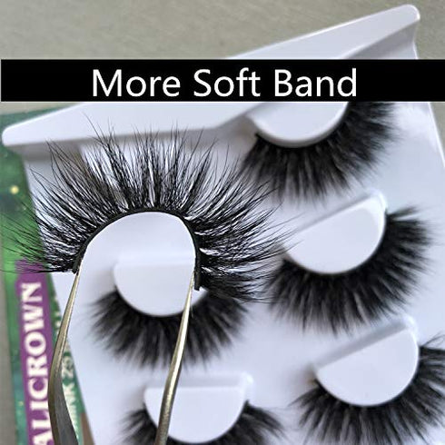 ALICROWN Faux Mink Lashes Pack 3D Volume Natural Fluffy Wispies Cross False Eyelashes