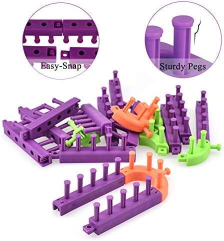 Coopay Flexible Loom Kits Adjustable Knitting Loom Set, Include Square Knitting Loom, Round Knitting Board, Loom Hook & Needle DIY Craft Tool - Creative Knitting Loom Kits Replaces Multiple Looms