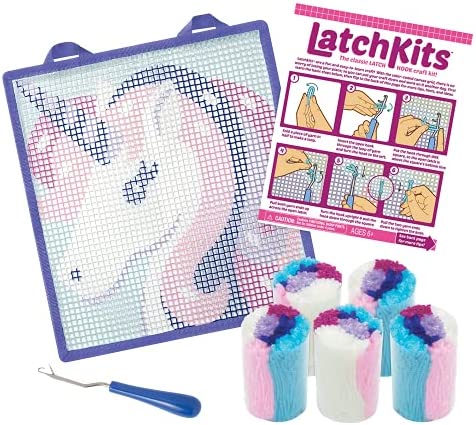 LatchKits – Unicorn Latch Hook Kit – Easy-to-Learn Craft Project – No Sewing Or Cutting – For Ages 6+