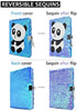 VIPbuy Magic Reversible Sequin Notebook Diary Lined Travel Journal with Lock and Key for Kids Girls, Size A5 (8.5” x 5.5”), 78 Sheets, Panda (Blue to Purple)