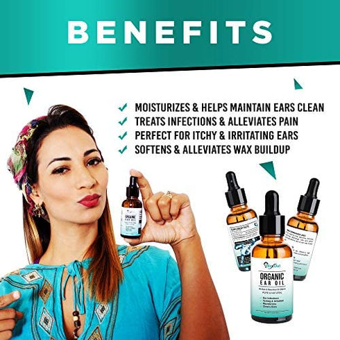 Natural Mullein Ear Wax Removal Oil & Cleaner with Garlic | Pain & Earache Drops | Earwax Softener, Moisturizer & Allergy Soothing | Tinnitus, Itching, Ringing, Infections & Clogged Ears Relief