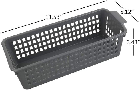 Gloreen Slim Pencil Plastic Basket, Grey Narrow Spices Storage Baskets, 6 Packs