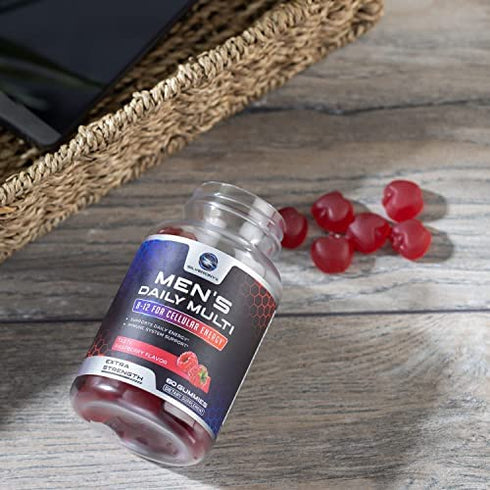 Men's Multivitamin Gummy - Daily Immune & Energy Support Supplement with Vitamins A, B12, C, D, Biotin, Zinc - Chewable Gummy Adult Multi Vitamin & Mineral - Non-GMO & Gluten Free - 60 Gummies