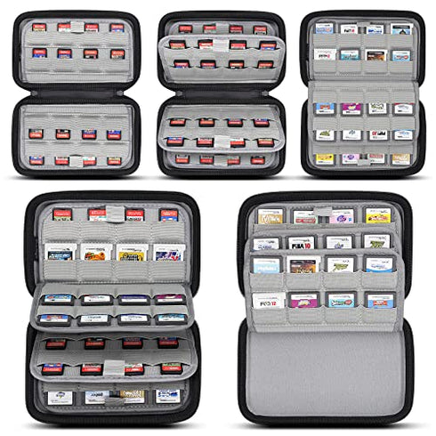 sisma 64 Game Case Compatible with Nintendo 3DS DS Switch Game Cartridges,Game Card Holders Organizer Travel Storage Safekeeping Grey Carry Case