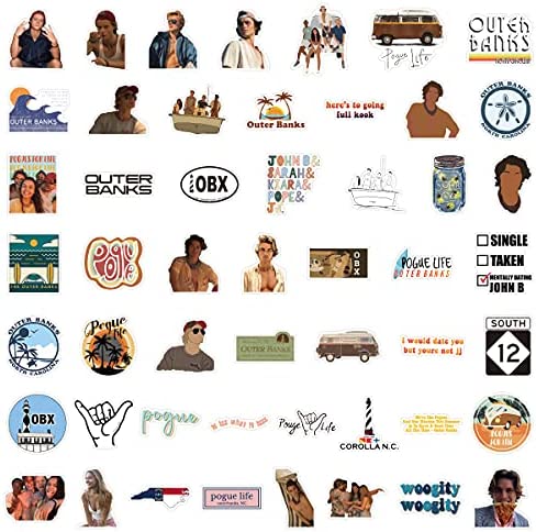 Outer Ban_ks Vinyl Stickers 101 Pcs Party Supplies Vinyl Waterproof Sticker Aesthetic Stickers Mobile Phone Stickers for Phone Case Laptop Water Decoration(Outer Ban_ks Tv)