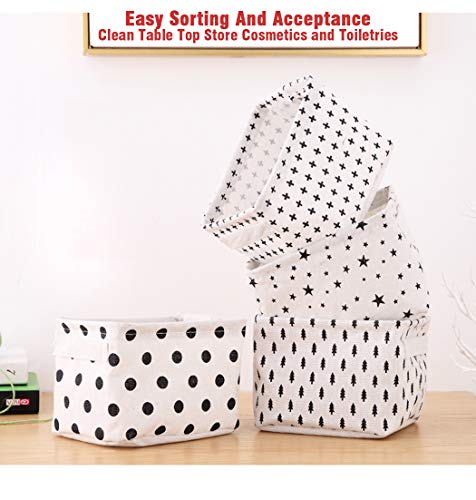 AARAINBOW 3 Packs Storage Basket Bins Canvas Mini Storage Cubes Storage Basket for Makeup, Toys Liners, Books Storage Baskets with Handles for Shelves & Desks (3 Star)