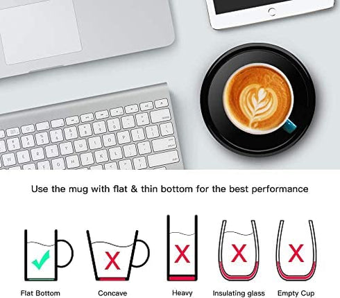 Smart Coffee Warmer, BESTINNKITS Auto On/Off Gravity-induction Mug Warmer for Office Desk Use, Candle Wax Cup Warmer Heating Plate (Up To 131F/55C) (Black)