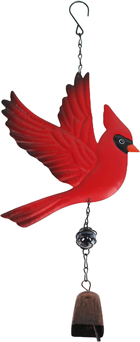 Tinsow Cardinal Bird Wind Chime Portable Wind Bell Outdoor Chime Outdoor Decoration Hanging Decor for Patio, Deck, Yard, Garden (Red-Flaping)