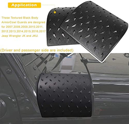 Danti Black Cowl Body Armor Outer Cowling Cover for Jeep Wrangler JK JKU Unlimited Rubicon Sahara X Off Road Sport 2007-2018(Pack of 2)