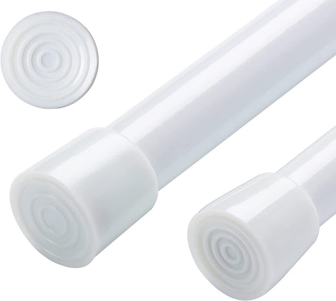 2PCS Spring Tension Curtain Rods 28-43 Inches Adjustable, Small Short Expandable Spring Loaded Curtain Tension Rods, For Window, Bathroom, Cupboard,Kitchen(no drilling,no screws,white)