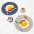 Placemats Faux Leather Round Table Mats Set of 4 with Coasters, Heat-Resistant Waterproof Non-Slip Washable Mats for Kitchen Dinning Table, PU Table Mats (Blue+Gray)