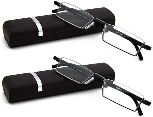 DBEFTLI Half Frame Reading Glasses - Half Rim Computer Readers with Glasses Case for Men (2 PCS in Pouch) 2.00