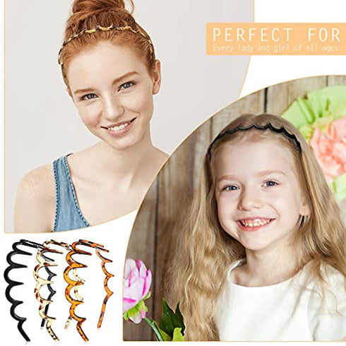 3 Pieces Zig Zag Shark Tooth Headbands Comb Zigzag Plastic Hoop U Shaped Shark Tooth Hair Bands Black Zag Hairbands Wave Shape Plastic Hair Band for Women Girls Hair Accessory Styling